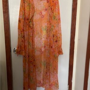 Floral Sheer Long Kimono